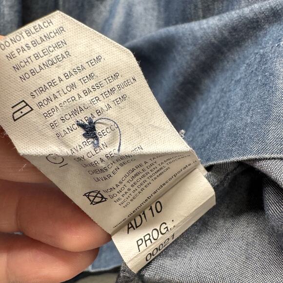 Le Sarte Pettegole Blouse Womens IT46 US Large Blue Chambray V-Neck Coastal - Picture 8 of 9